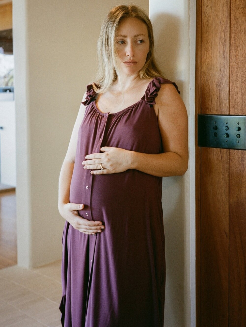 Kindred Bravely Ruffle Strap Labor & Delivery Gown